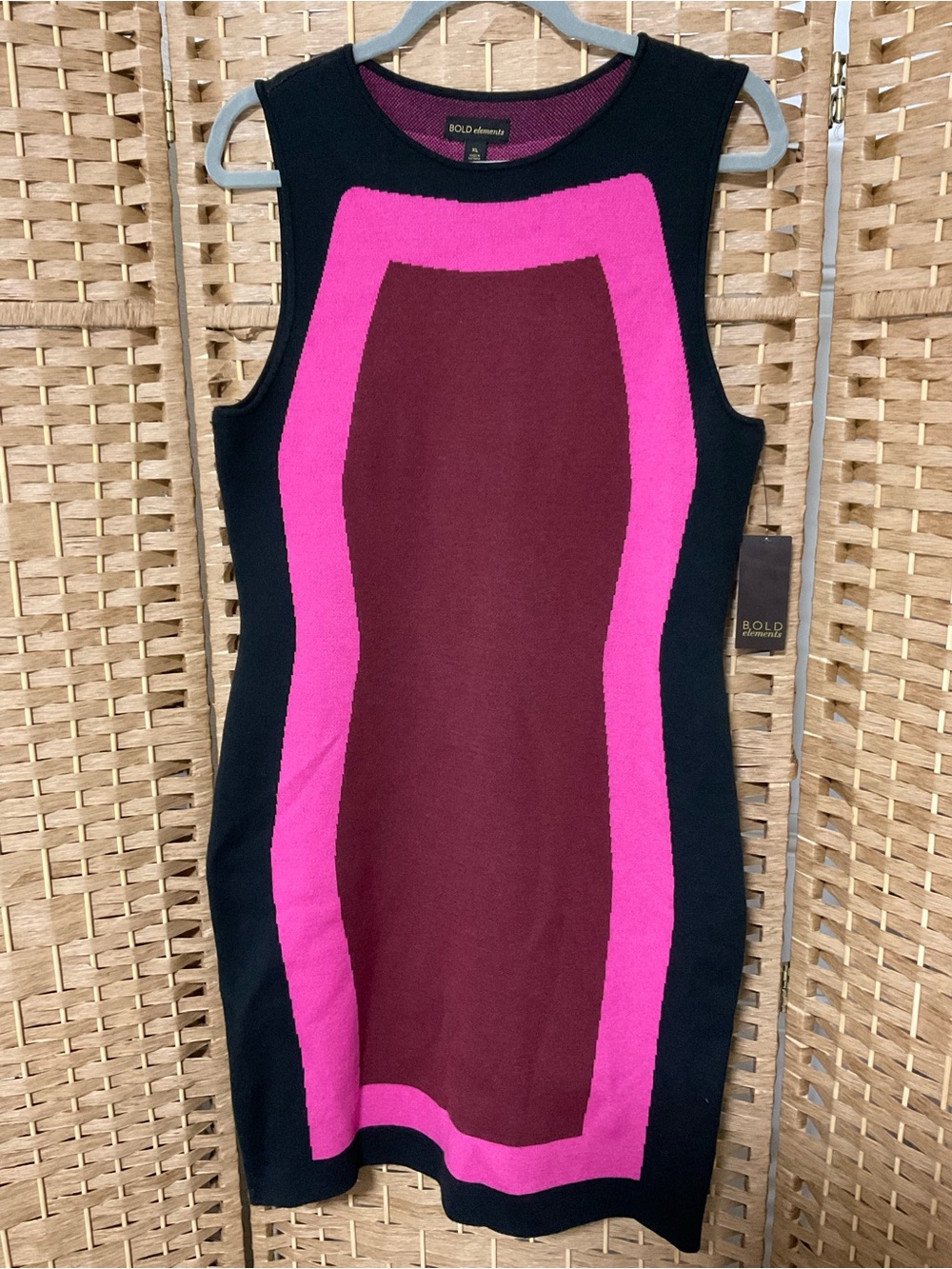 Bold Elements Colorblock Knit Dress Sleeveless Bodycon XXL